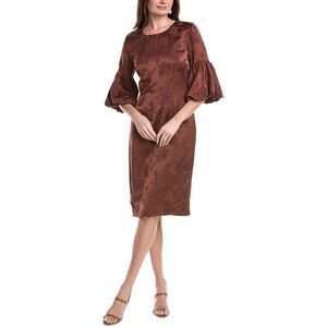 Rene Ruiz Womens Bell Sleeve Bodycon Sheath Dress, Brown